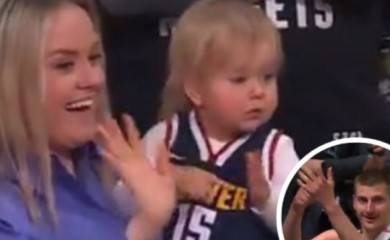 Emotivno nakon pobjede! Jokić mahao supruzi i kćerki, pokazao na svoj prsten VIDEO