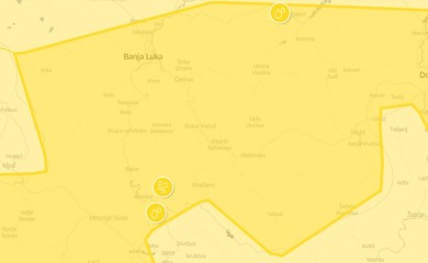 Žuto upozorenje zbog vjetra u Banjaluci, a zbog kiše u Bihaću