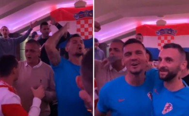 Fudbaleri Hrvatske slavili uz Tompsona i salutirali "Za dom spremni" (VIDEO)