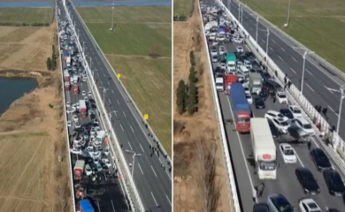 U lančanom sudaru učestvovalo 200 vozila: Putpuni haos, putnici zarobljeni na mostu VIDEO