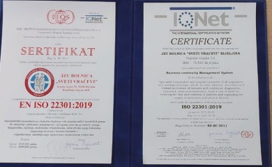 BIJELJINA: Bolnici „Sveti vračevi“ uručen sertifikat ISO 22301:2019