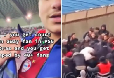 Došao u dresu Bajerna na tribinu PSŽ-a, pa ga prebili (VIDEO)