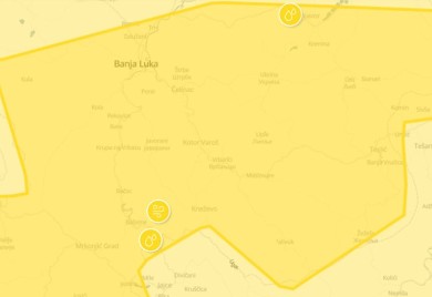 Žuto upozorenje zbog vjetra u Banjaluci, a zbog kiše u Bihaću
