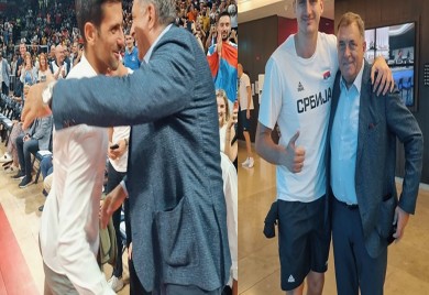 Susret Đokovića, Jokića i Dodika na pobjedonosnoj utakmici