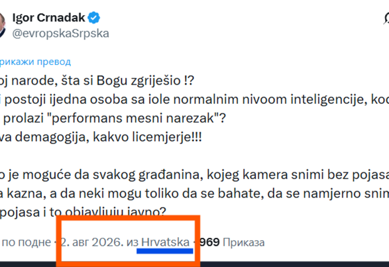 Dok Srpska obilježava dane tuge, Crnadak tvituje iz Hrvatske: U želji da napadne Dodika otkrio gdje ljetuje