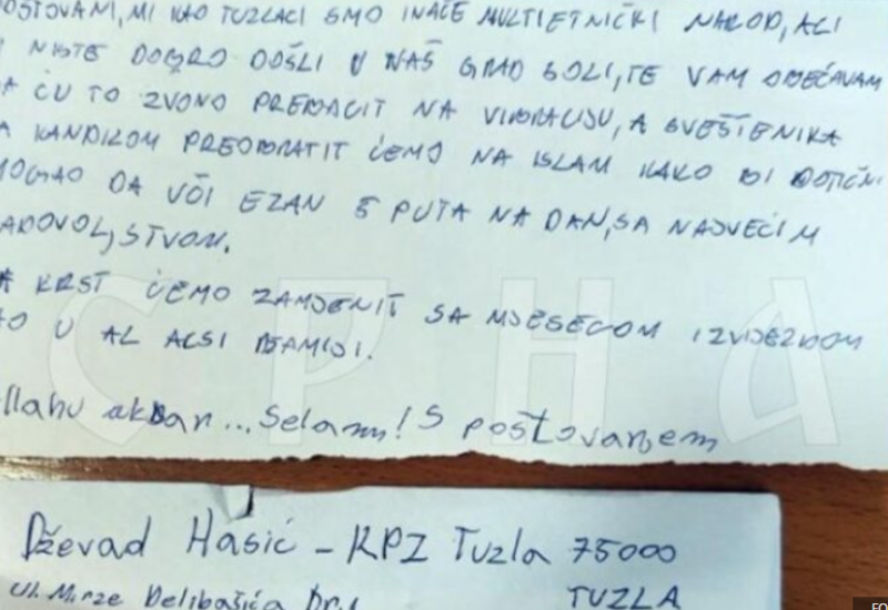 U toku istraga: Ko je poslao prijeteće pismo crkvi u Tuzli