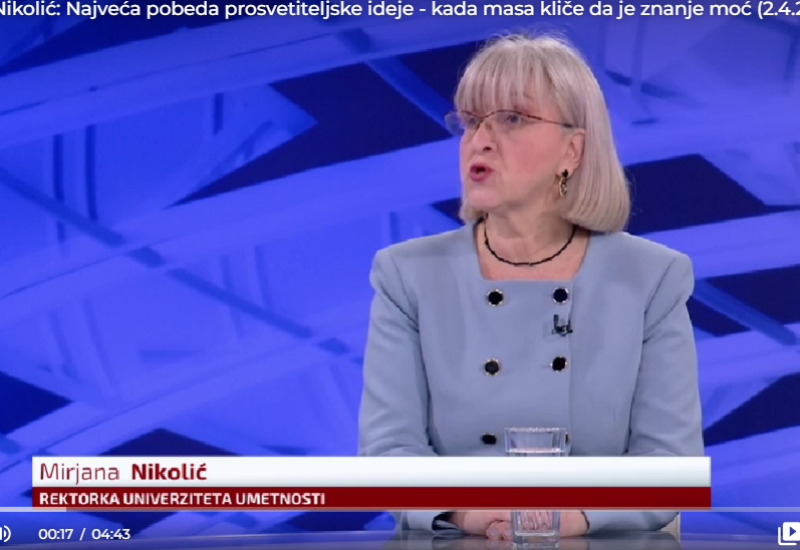 Rektorka Nikolić: Najvjeća pobjeda prosvjetiteljske ideje - kada masa kliče da je znanje moć