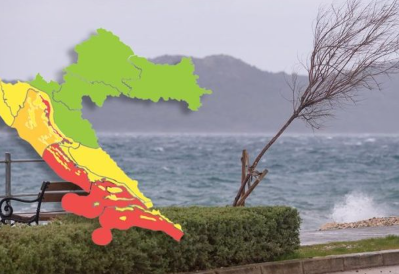 Udari vjetra 167 kilometara na čas: Izdat crveni meteoalarm u Hrvatskoj