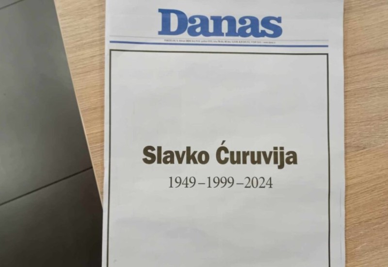 „Slavko Ćuruvija 1949 – 1999 – 2024“: Naslovna strana lista Danas kao protest zbog presude
