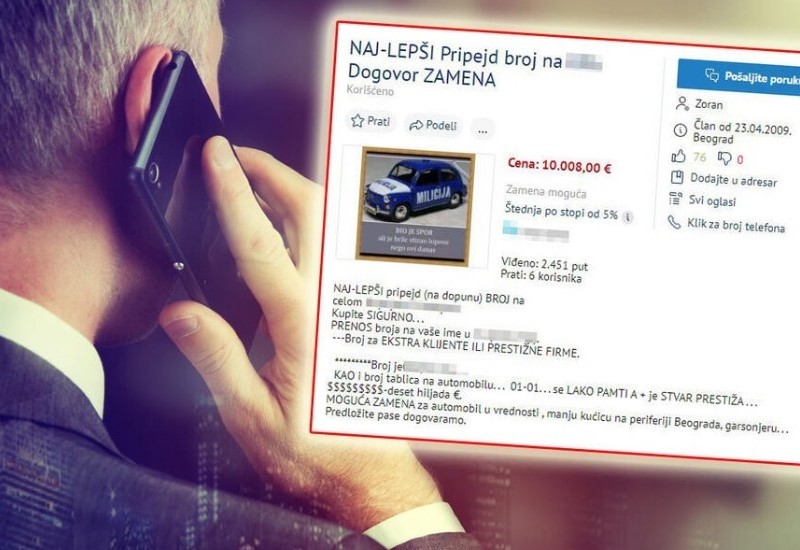 Jedan oglas je uzburkao Srbiju: Čovjek prodaje broj telefona za više od 10.000 evra FOTO