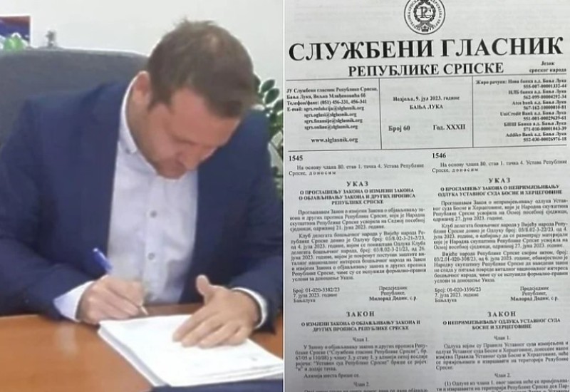 Službeni glasnik RS objavio Ukaze predsjednika o proglašenju Zakona o referendumu i Izbornog zakona