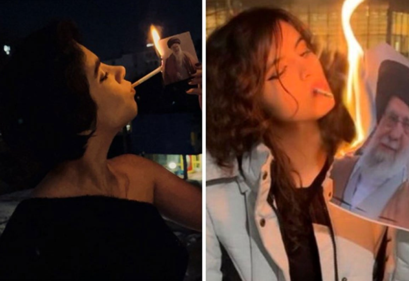 Novi simbol pobune: Iranke pale cigarete slikama ajatolaha Hamneija (VIDEO)