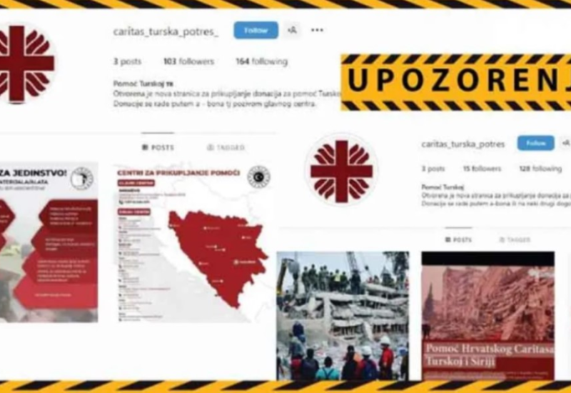Karitas BiH upozorio: Zloupotrebljava se materijal za pomoć Turskoj i Siriji