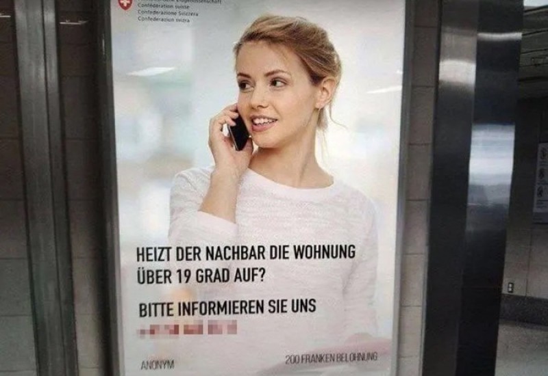 Švajcarska ostaje bez gasa? Apel na bilbordima "prijavi komšiju"