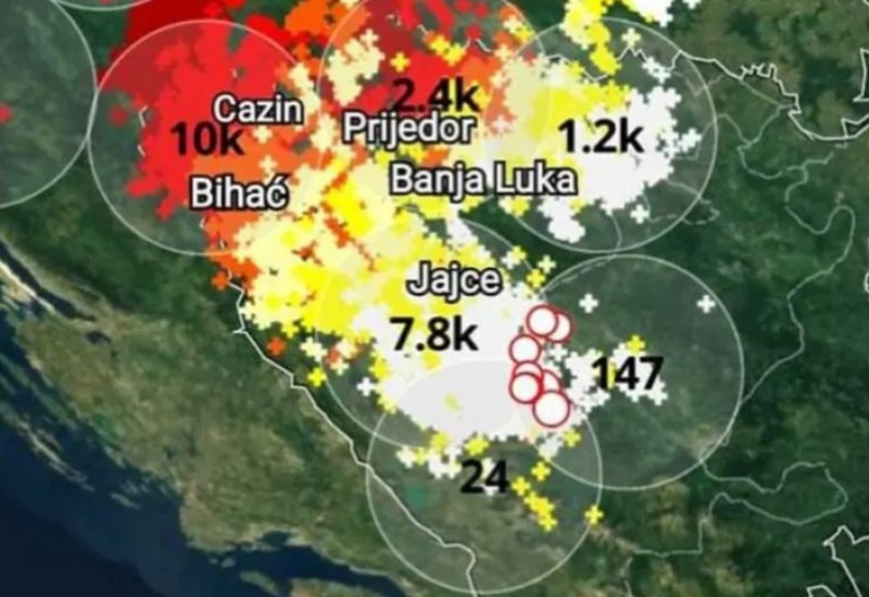 Olujna noć u BiH srušila rekorde: Registrovano čak 21.500 gromova i munja