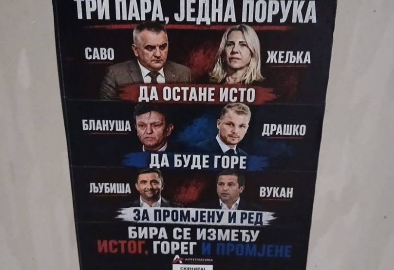 Koga je Alternativa svrstala među „isto“, a koga među „gore“? Novi plakati osvanuli u Banjaluci