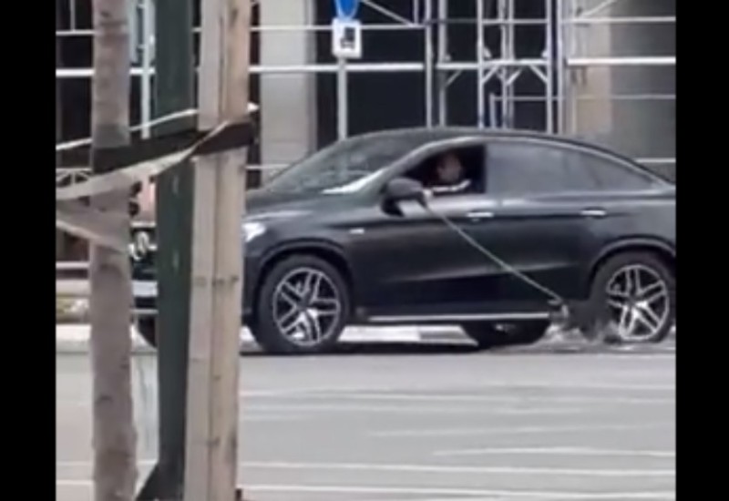 Snimak šokirao Beograđane: Čovjek kroz prozor auta "vodi" psa na povocu, mreže bjesne (VIDEO)