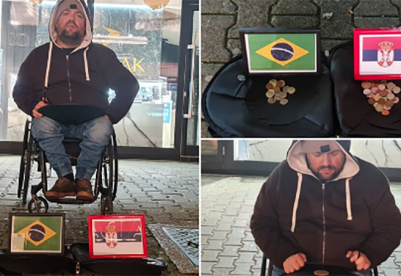 Ulični svirač odmjerava snage Srbije i Brazila u Banjaluci