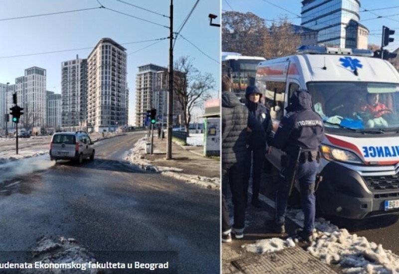 Incident kod Ekonomskog: Autom probila blokadu, nosila studenta na haubi