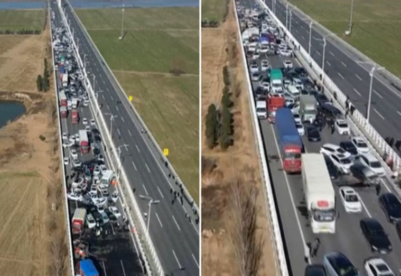 U lančanom sudaru učestvovalo 200 vozila: Putpuni haos, putnici zarobljeni na mostu VIDEO